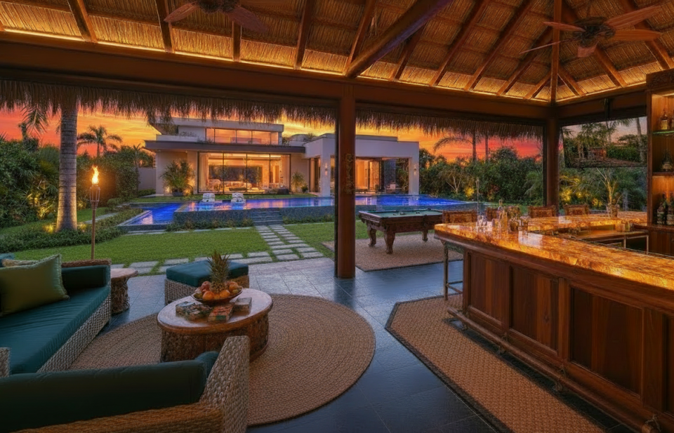 Palm Thatched Roof Tiki Huts